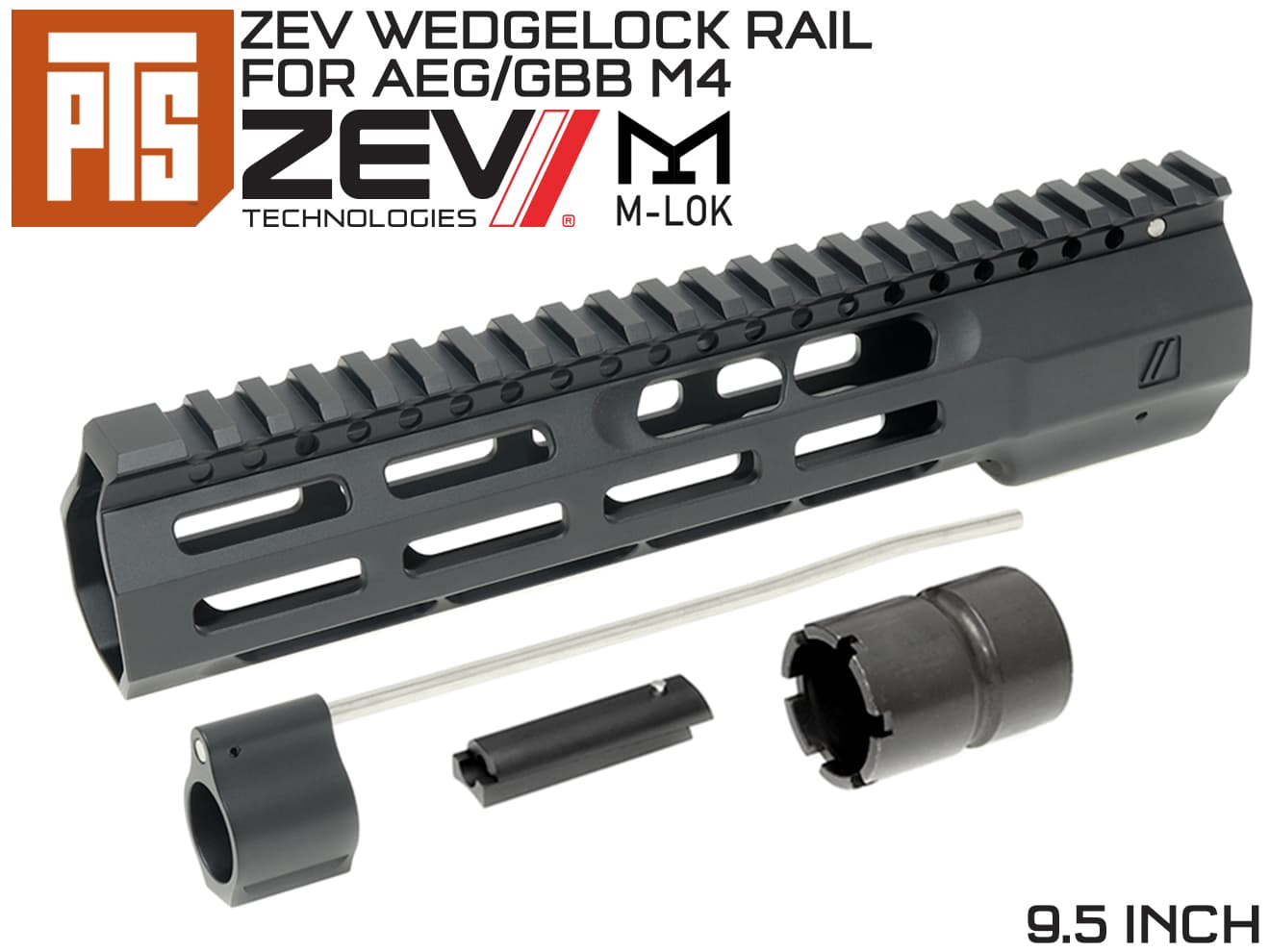 正規品】PTS ZEV WedgeLock M-LOK レールハンドガード [サイズ：9.5