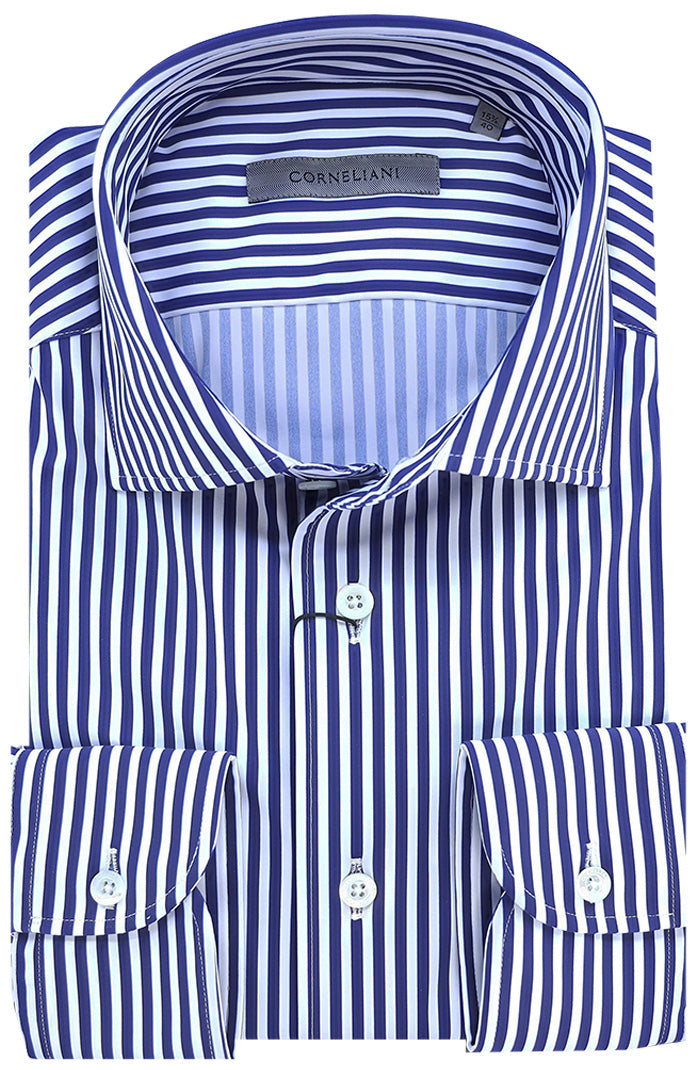 Navy Stripe Corneliani Shirt - Premium Italian Tailoring