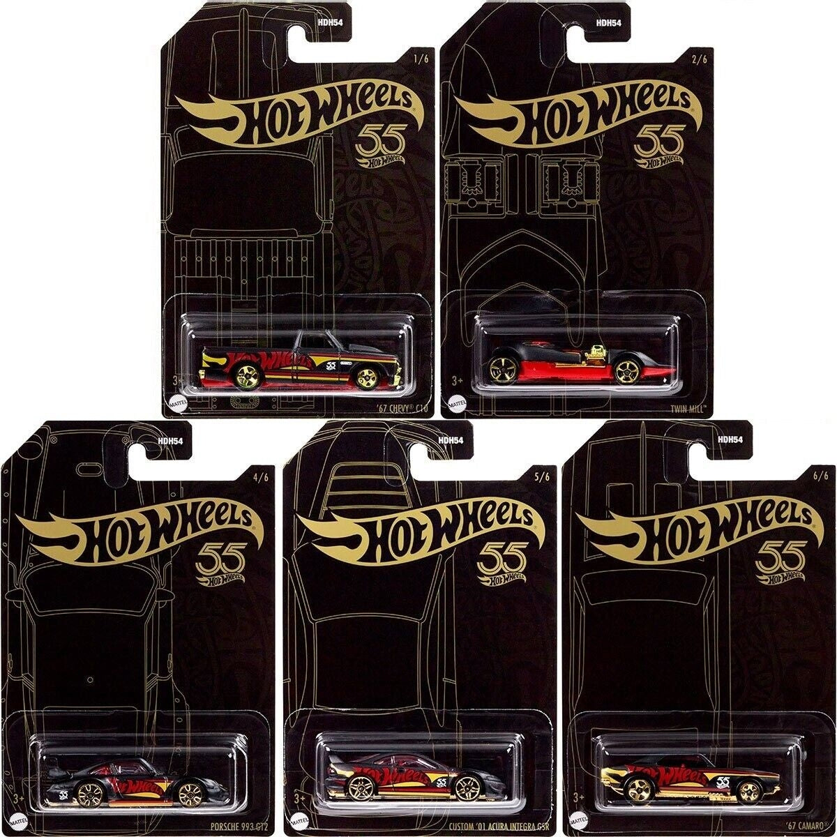 Hot Wheels 55th Anniversary Pearl and Chrome Series 5-Pack (Mix 2
