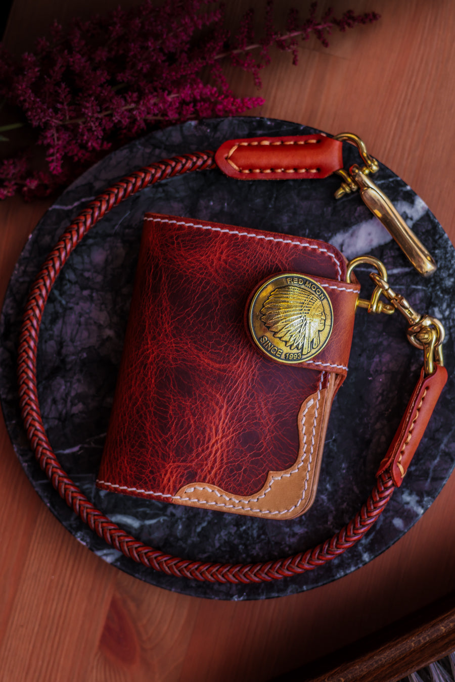 Medium biker wallet Kraken – Mamai Leather Goods