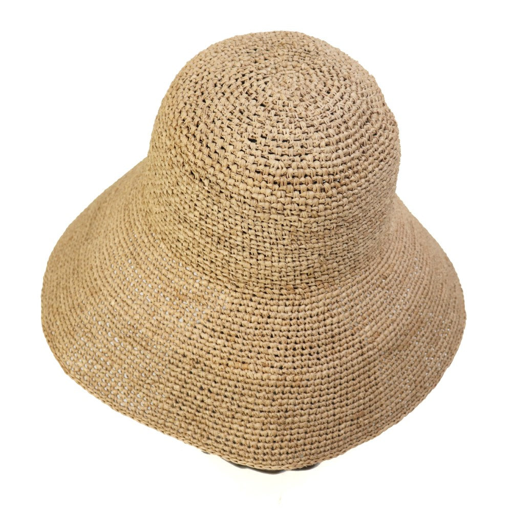ラフィア帽子N 52 つば細編み11 紅茶 | マンゴロベ