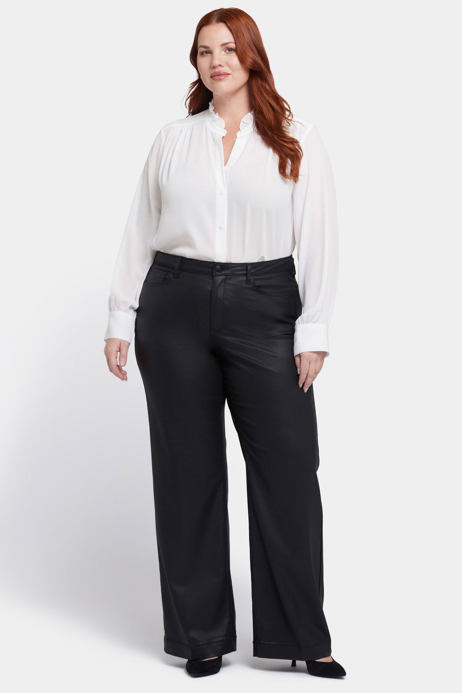 Coated Teresa Wide Leg Jeans In Plus Size With 1 1/2