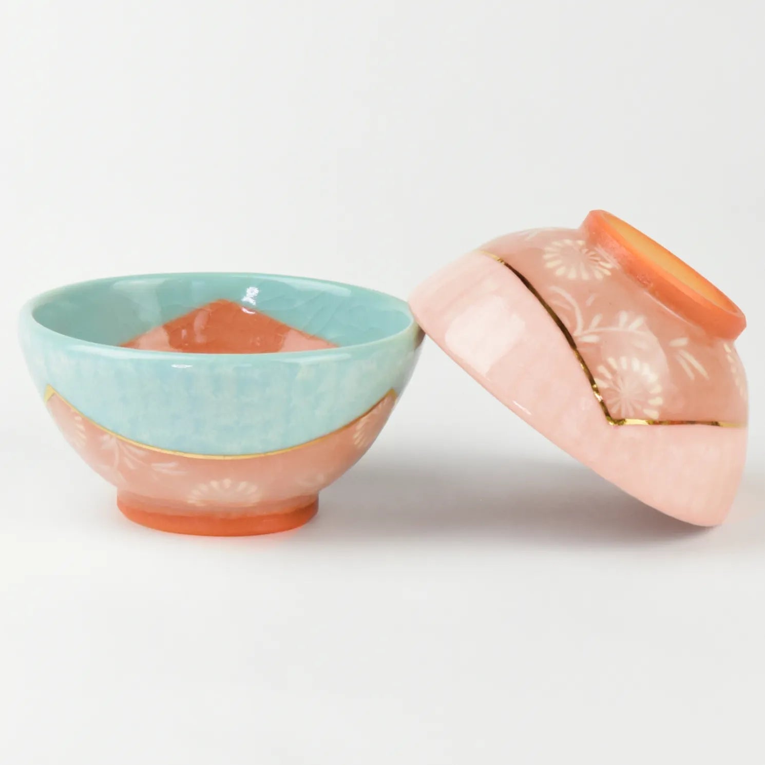 京焼 清水焼 釉彩三島詰唐草 夫婦茶碗 | ギフトショップ Nihon Miyabi