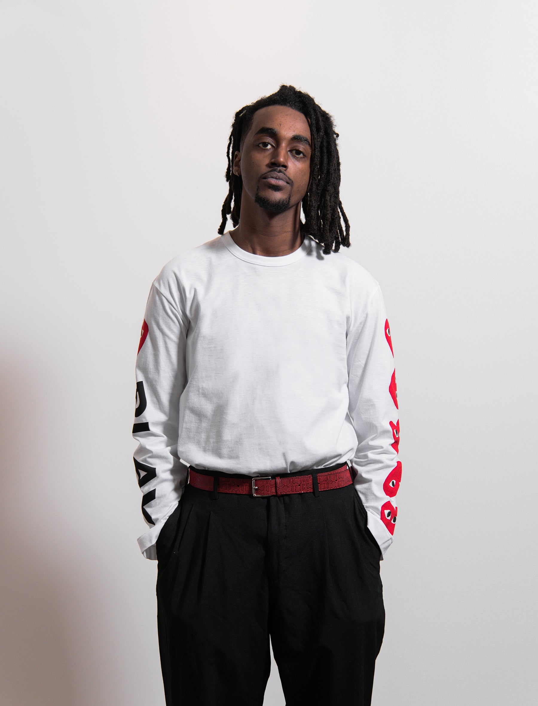 Comme des Garcons PLAY Long Sleeve Multi Heart Tee White – NOMAD