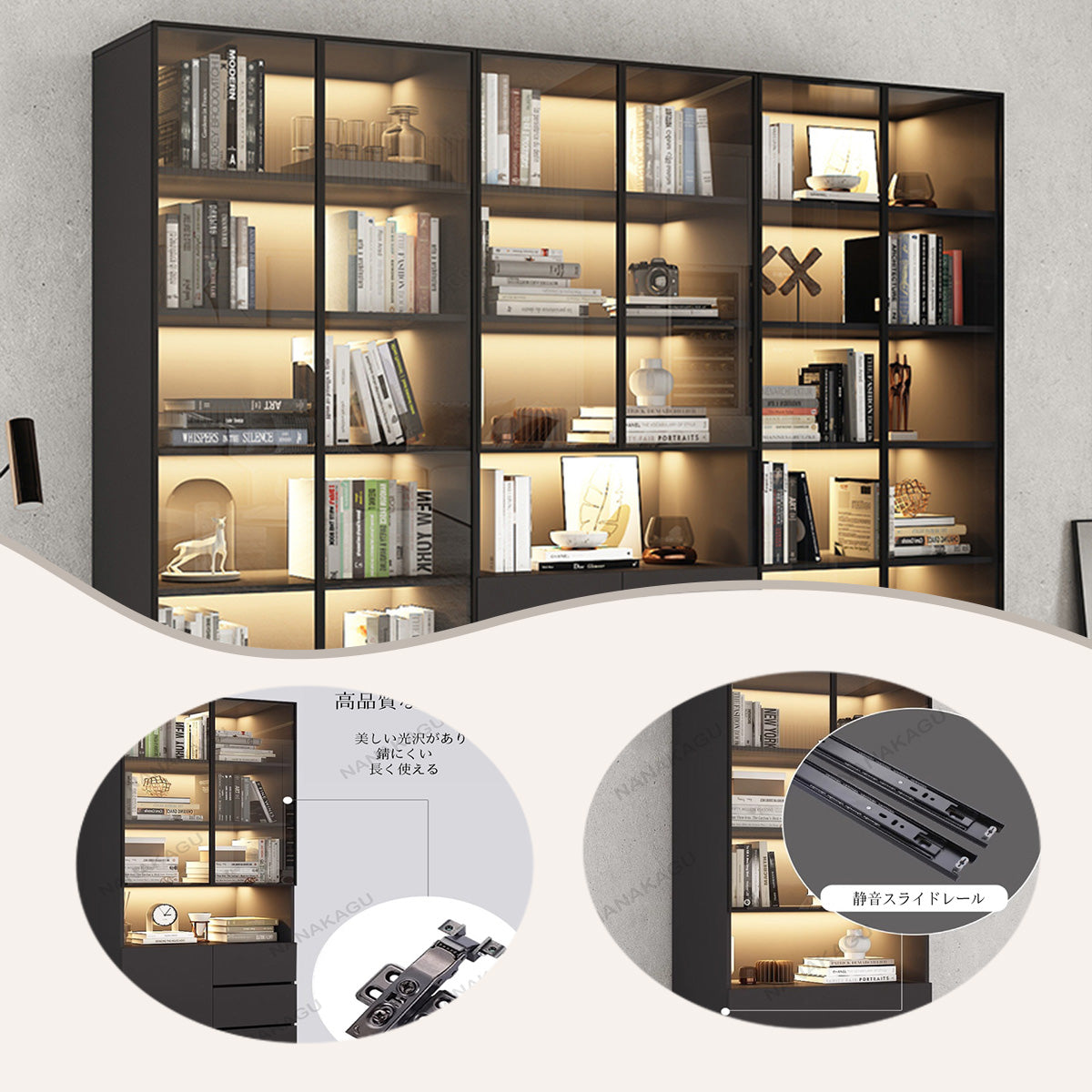 木製キャビネット,本棚,キャビネット,収納棚,リビング用,大容量収納