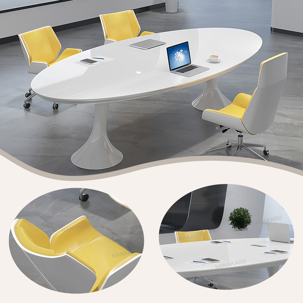 会議テーブル,楕円形テーブル,ミーティングテーブル,焼付塗装,配線