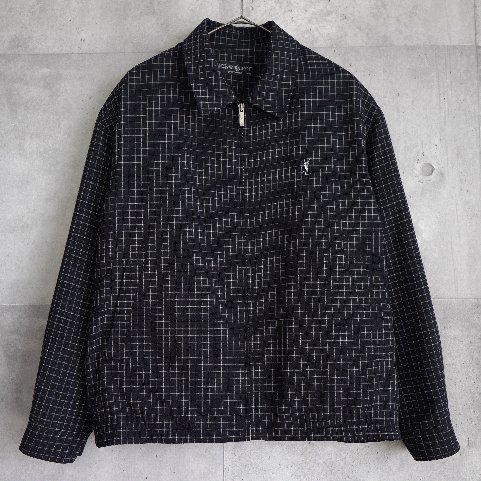 イブ サンローラン ヴィンテージ YSLロゴ ブルゾン チェック柄 薄手