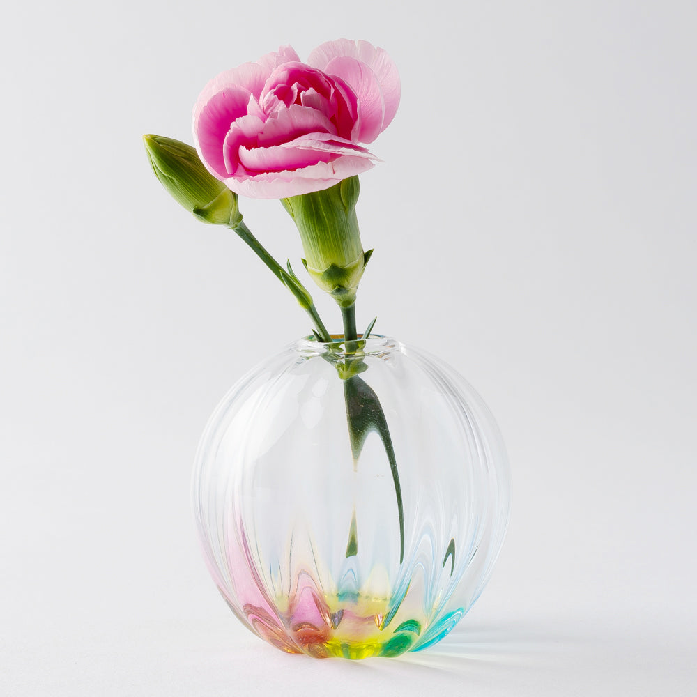 ガラス作家 竹田舞由子 一輪挿し(丸型S)「にじ光」 ¥4,400 大人の焼き物