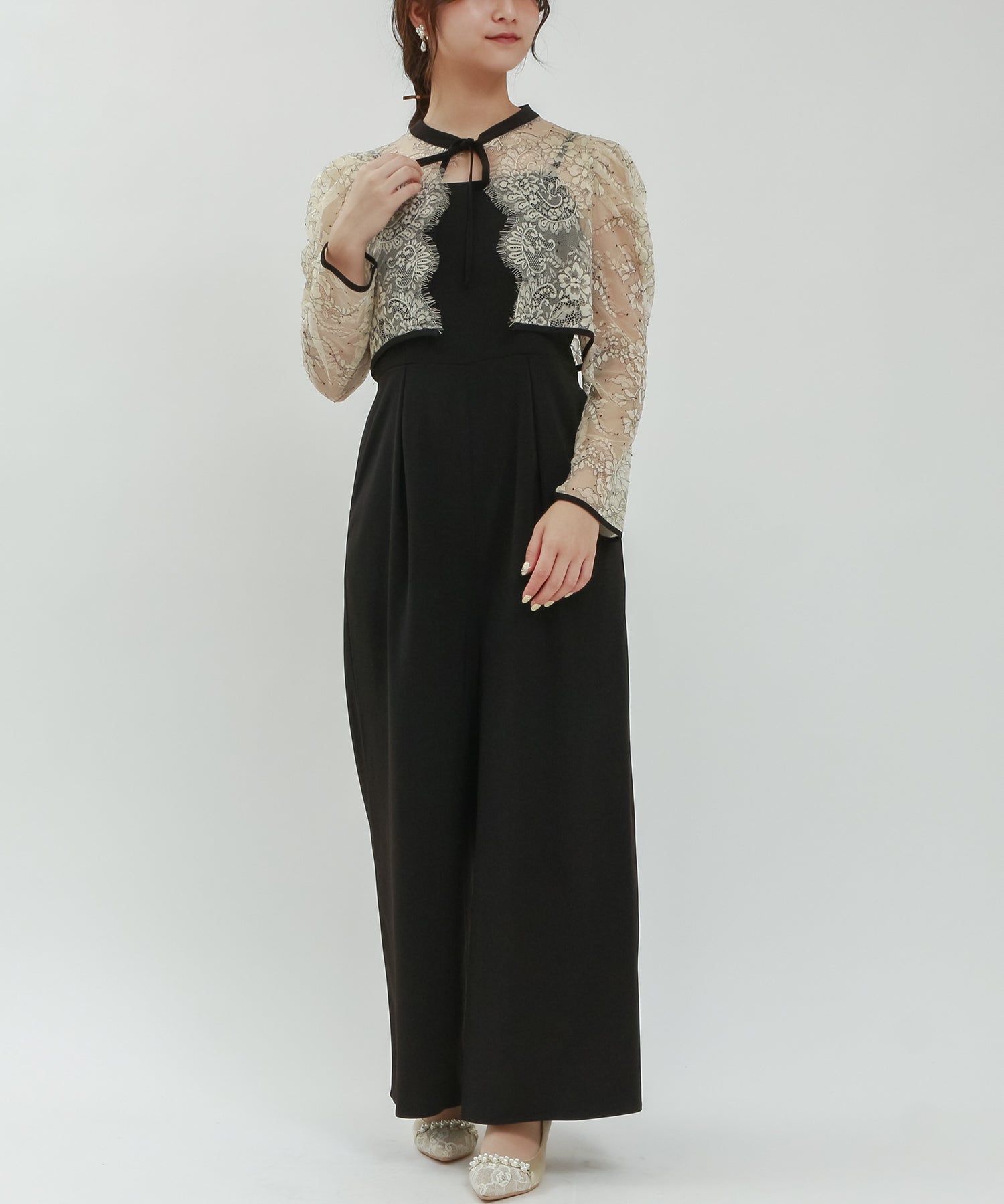 レース刺繍ボレロ×オールインワン