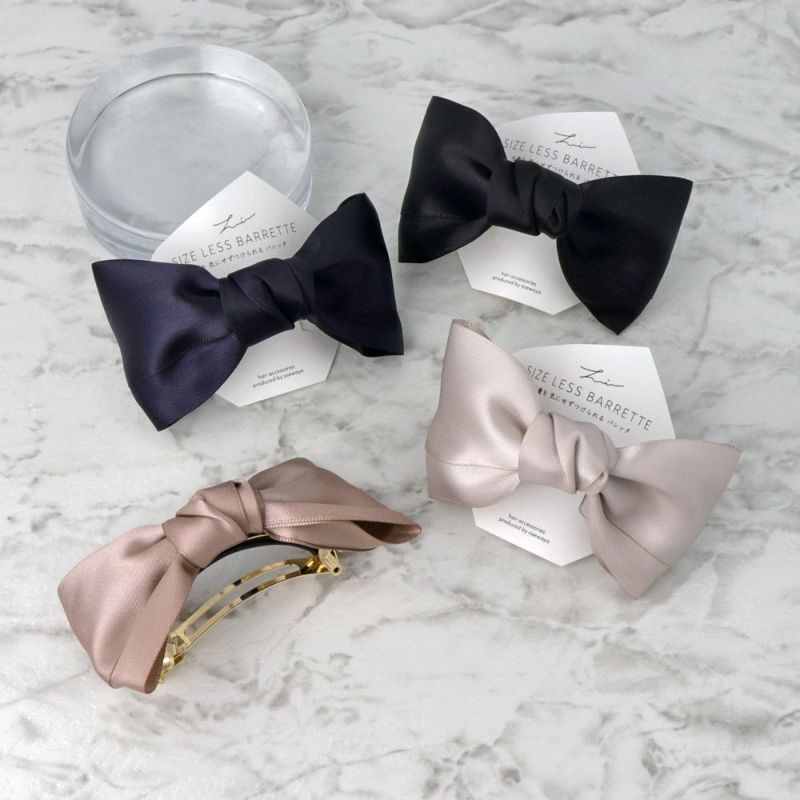 バレッタ ニッケルフリー リボン ベーシックカラー すべり止め付き