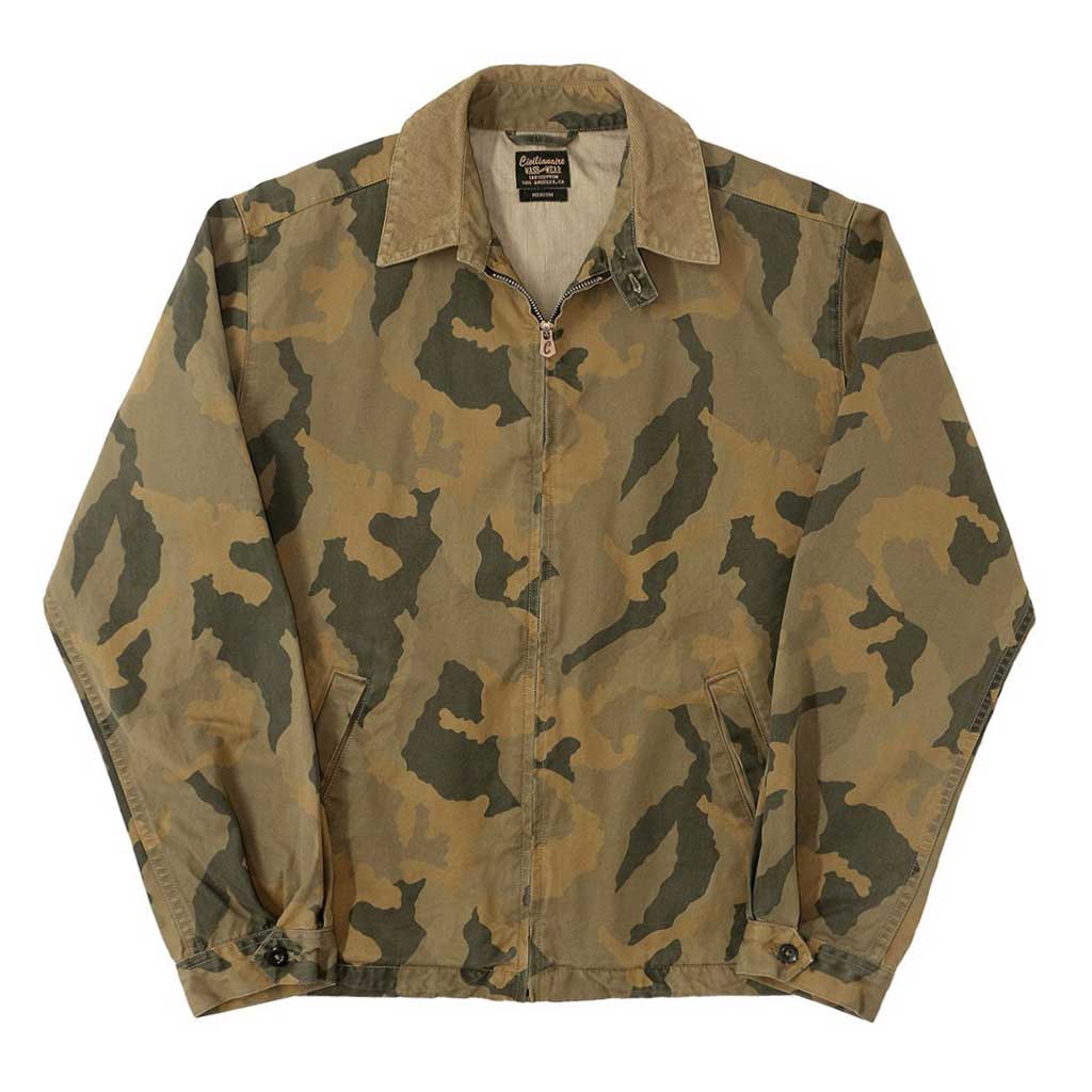 Zip Front 2 Pocket Corduroy Collar Camouflage Cliff Jacket