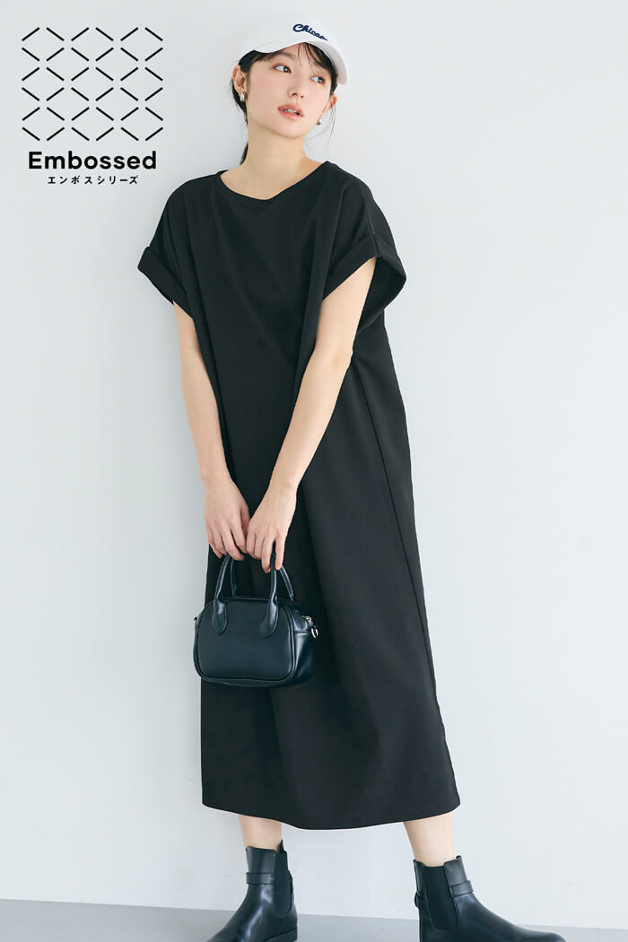 エンボスボートネックワンピース レディース メール便不可 – coca公式