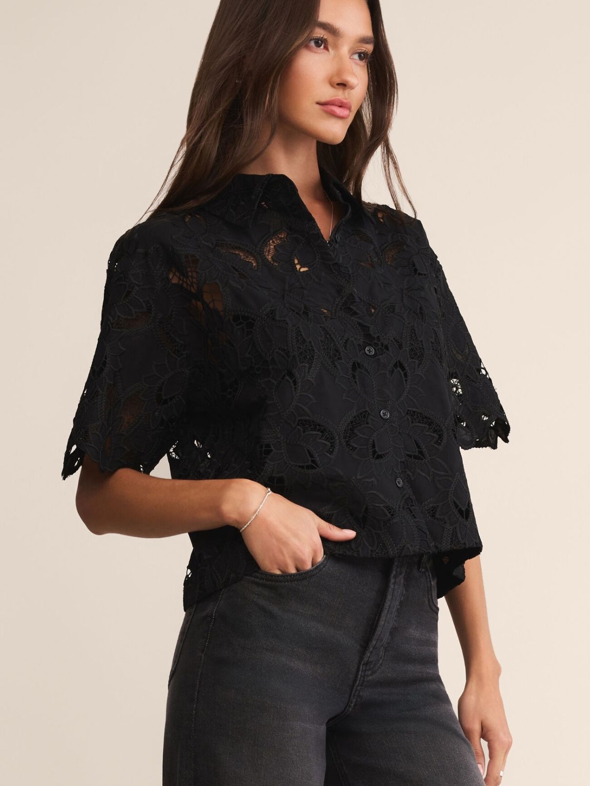 Z Supply Midnight Lace Top in Black