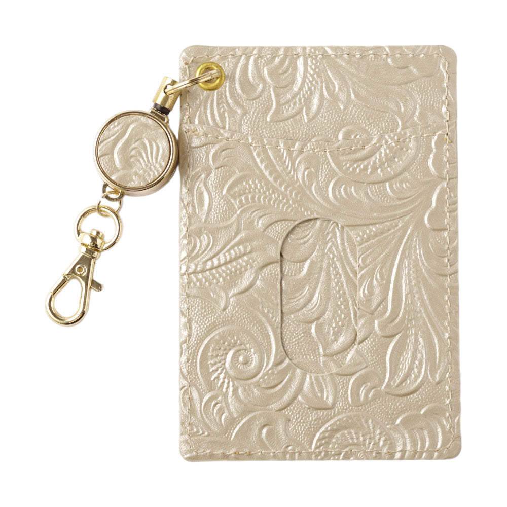 エンボスレザー 本革 花柄 リール付きパスケース – COVERARY