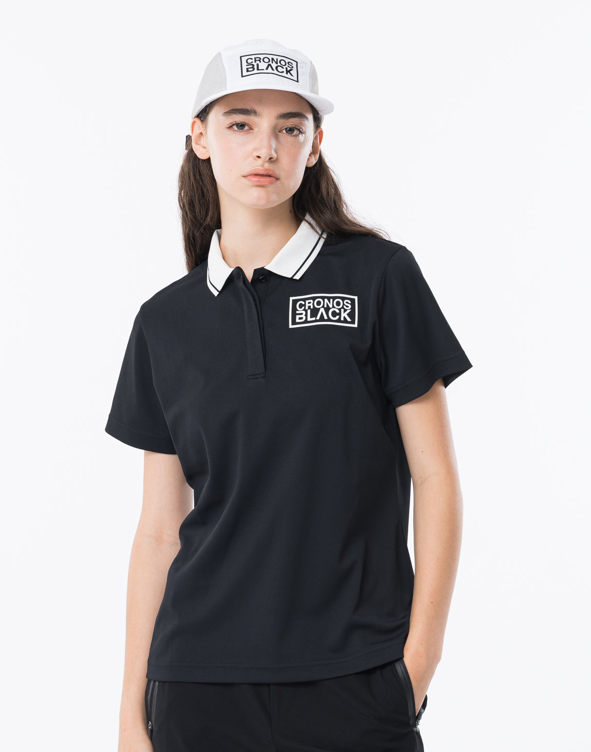 CRONOS BLACK WOMAN TECH PUNCHING Polo【BLACK】