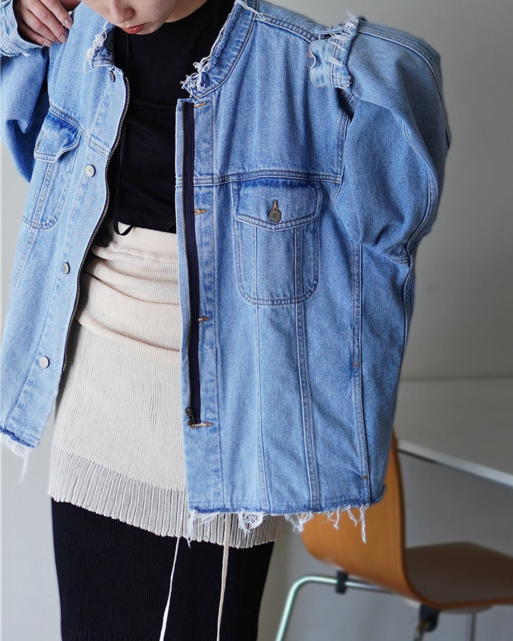 QUIITO キイト リメイク ZIP ビッグ デニムジャケット レディース ZIP