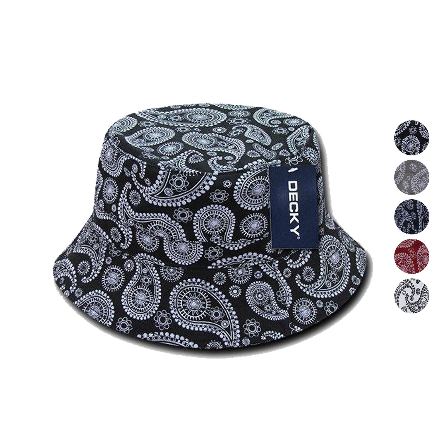 Decky Paisley Bandana Design Fitted Bucket Hats Caps Cotton Unisex