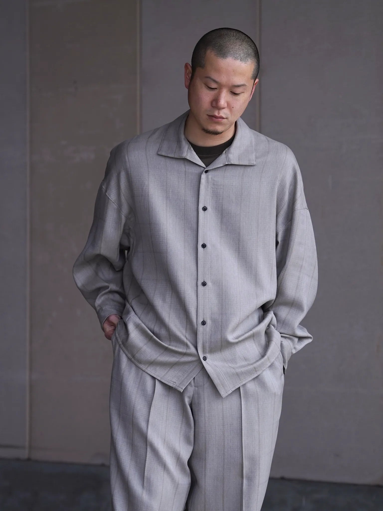 nonnotte Draping Open Collar shirt Type A Clay Mist | CASANOVA&CO