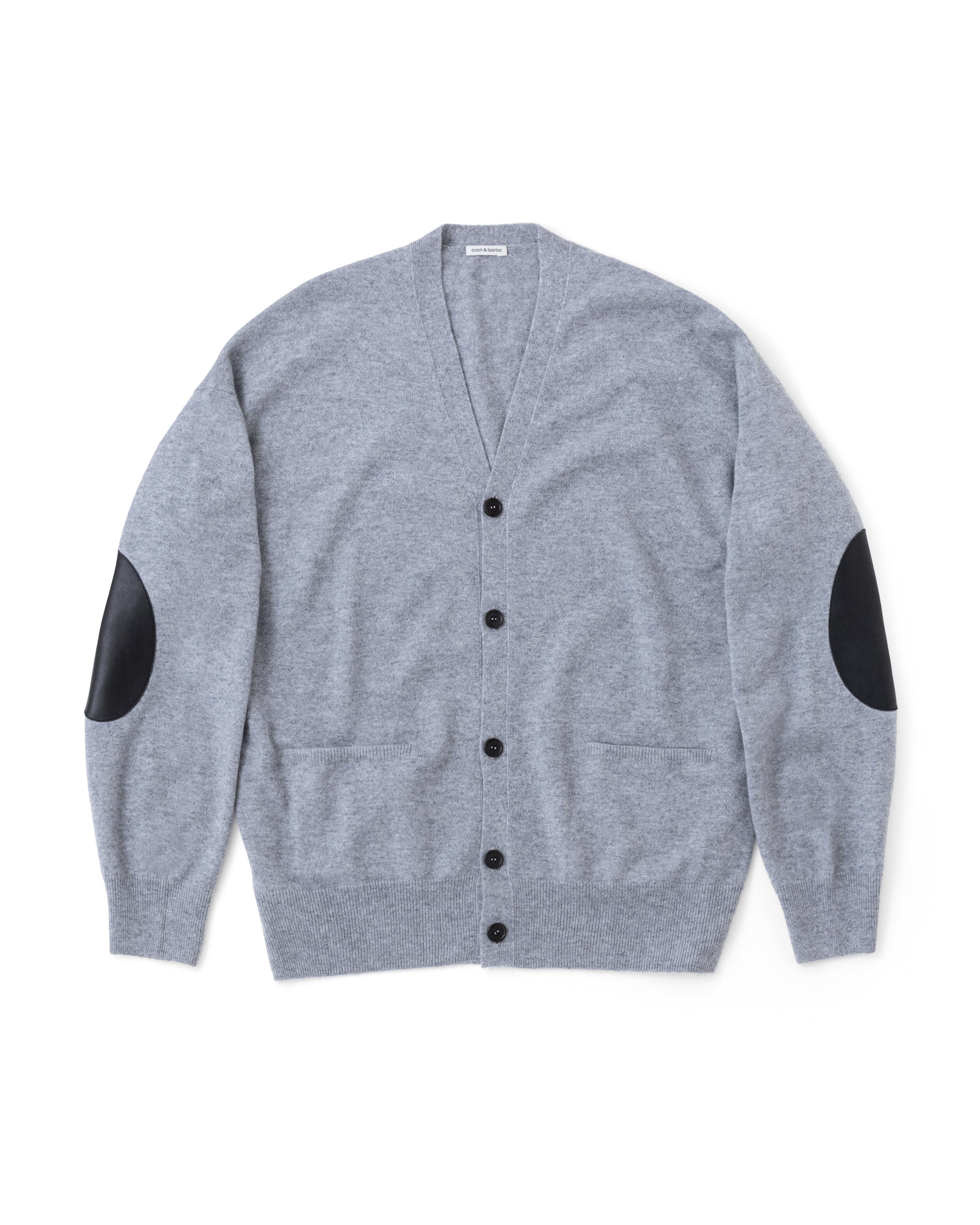 モンゴリアンカシミヤ エルボーパッチ カーディガン, Ash Gray – cash