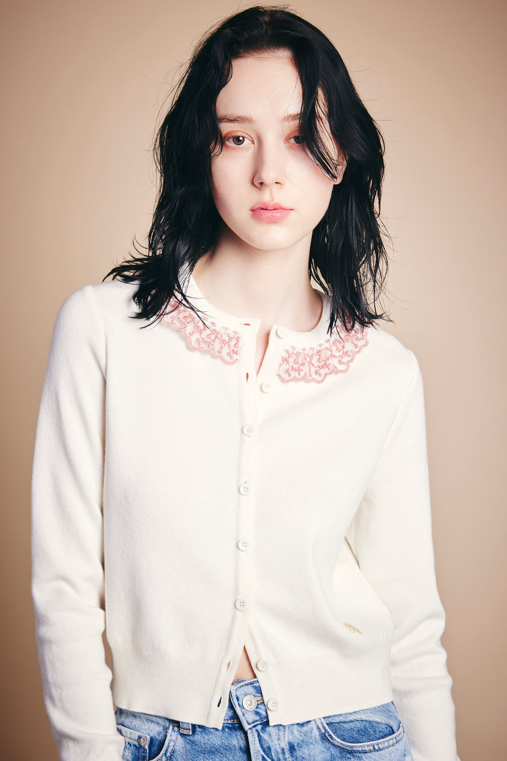 Caprino - カプリーノ | クルーネックカーディガン〔ブラック