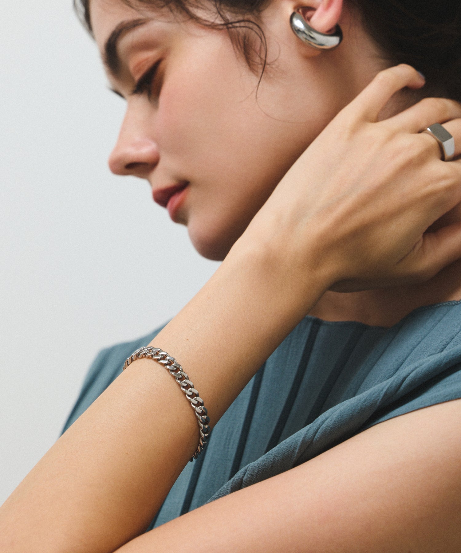 シルバー]チェーンブレスレット/6mm