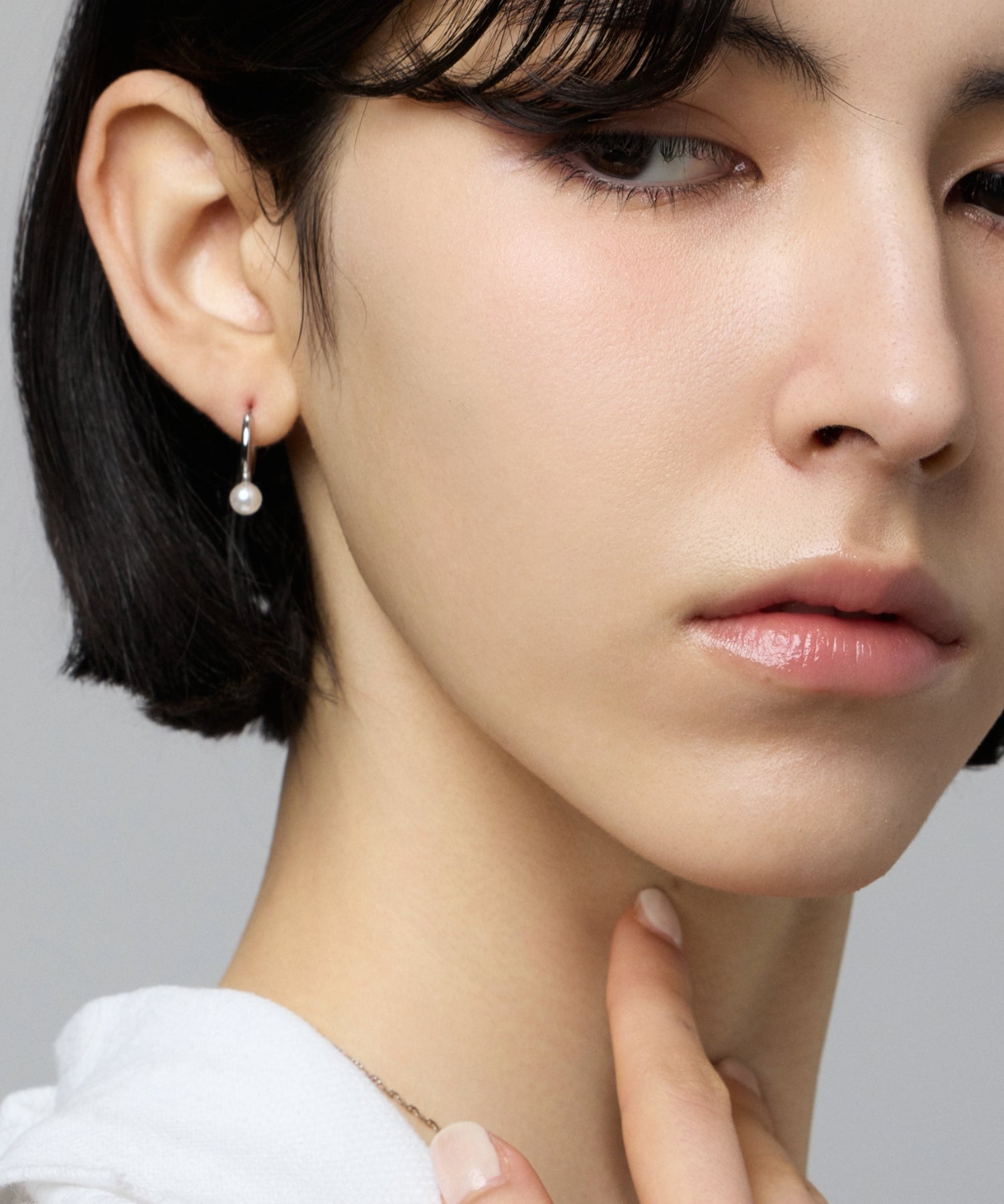 シルバー]パールループピアス