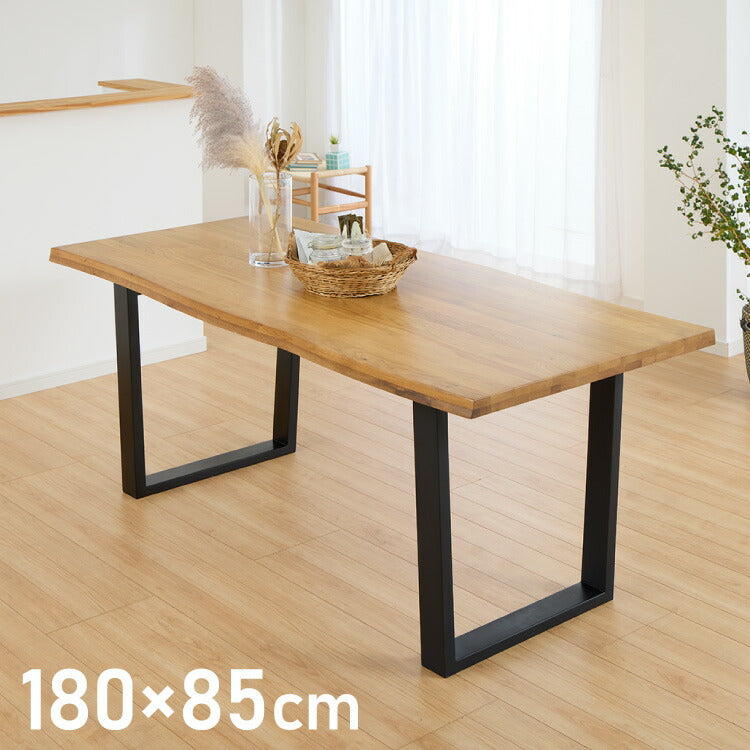 天板浮造り仕上げ 一枚板風 ダイニングテーブル 幅180 オーク無垢材