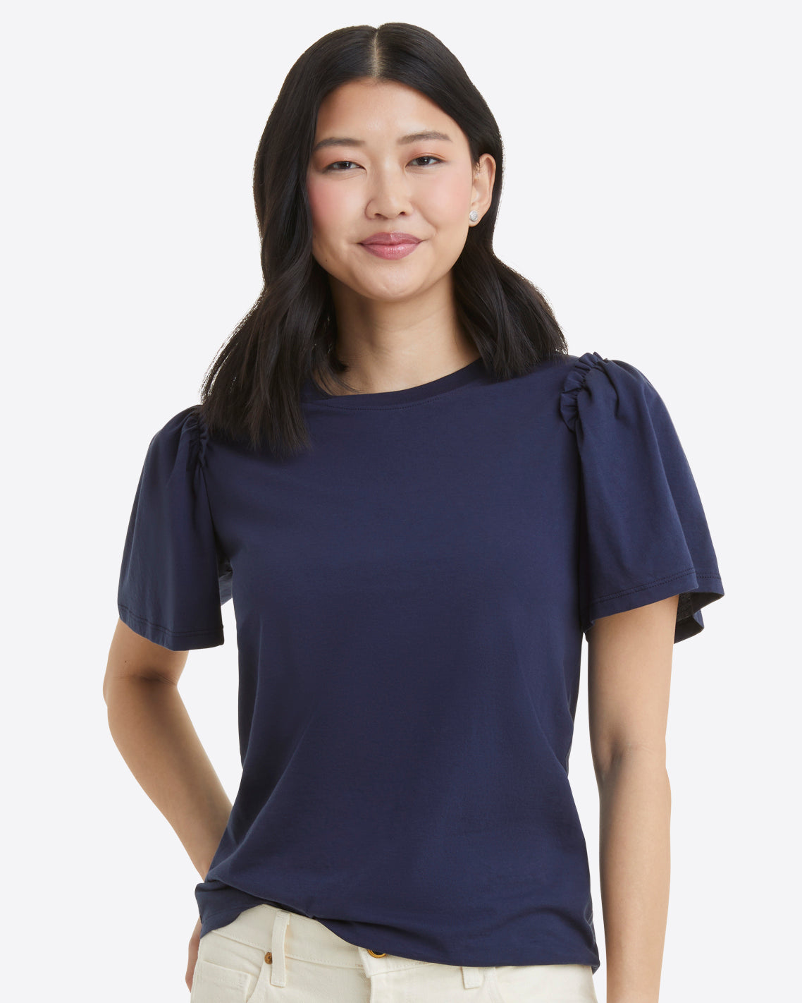 Short Sleeve Easy Knit Top in Navy – Draper James