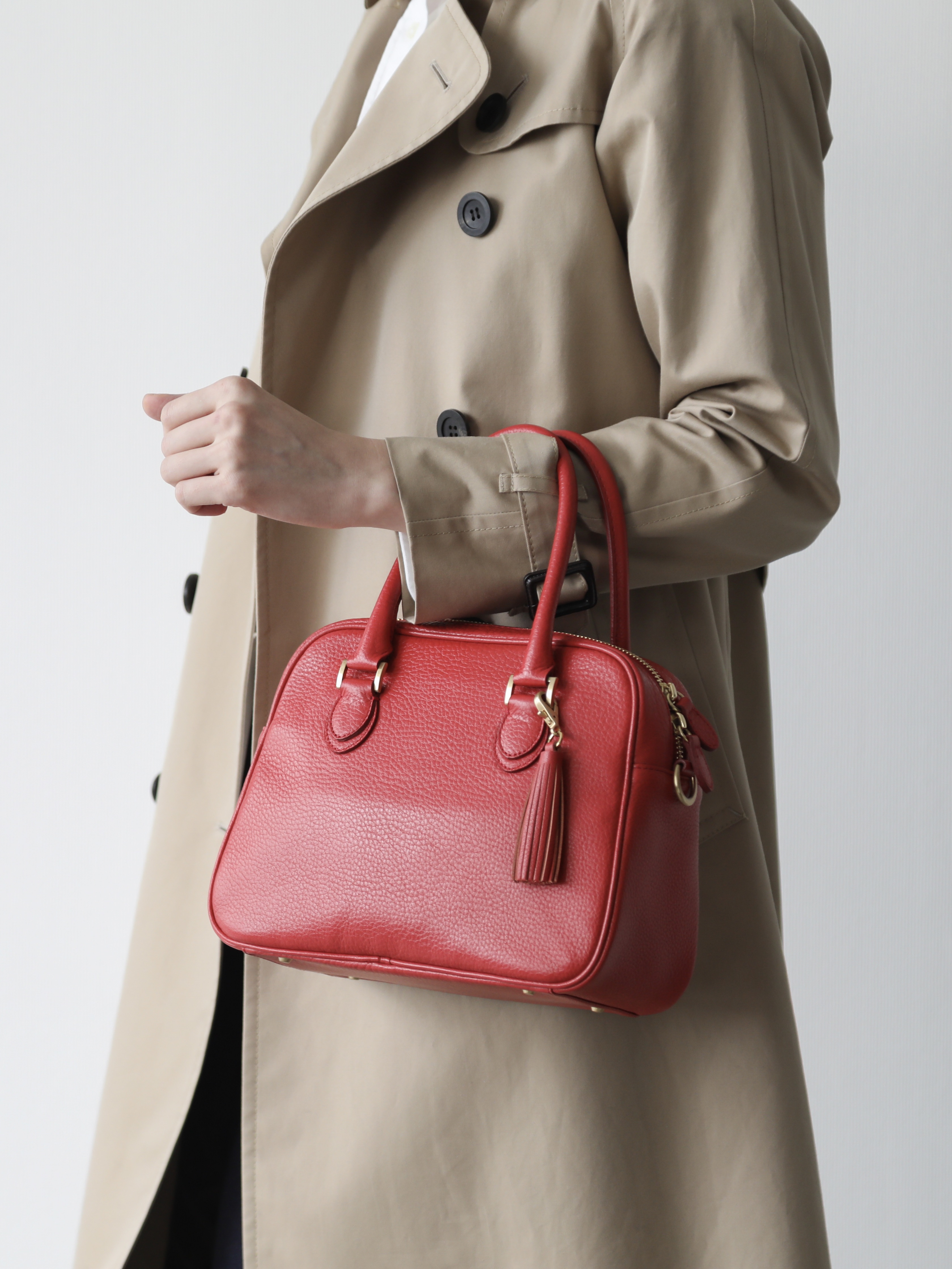 レザーミニボストンバッグ/レッド | Factelier (ファクトリエ)