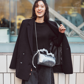 percheグレー かごバッグ タッセル付き percheグレー かごバッグ