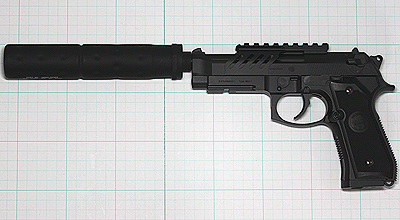 電拳 サイレンサー装着写真の紹介 電動ハンドガン M9A1編