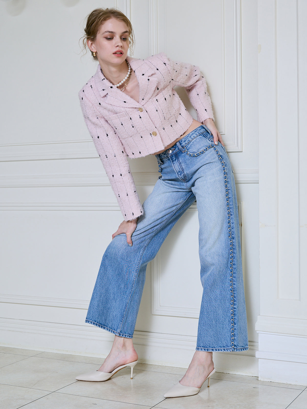 デコラティブワイドレッグデニム