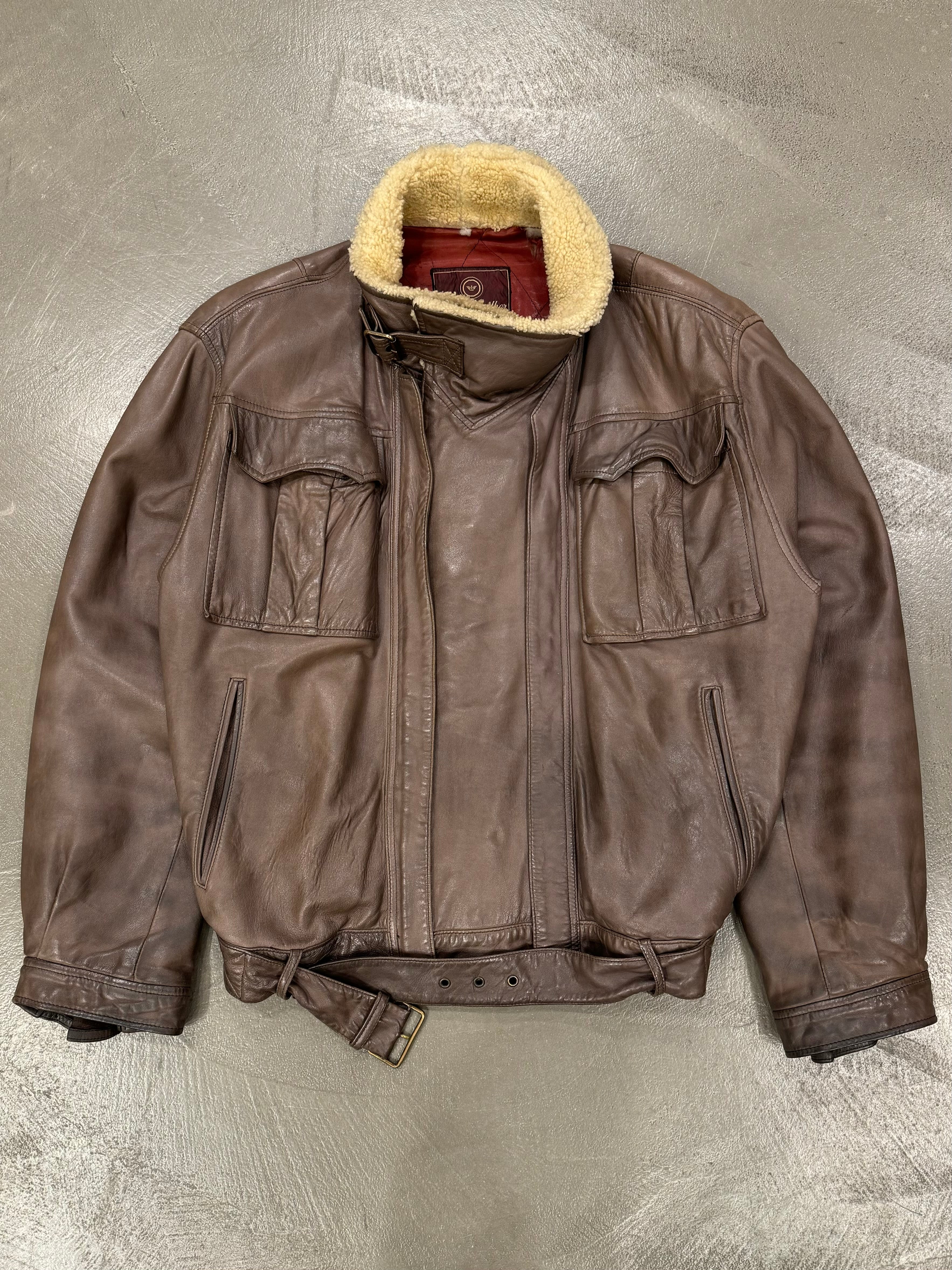 1980s Giorgio Armani aviator shearling bomber jacket