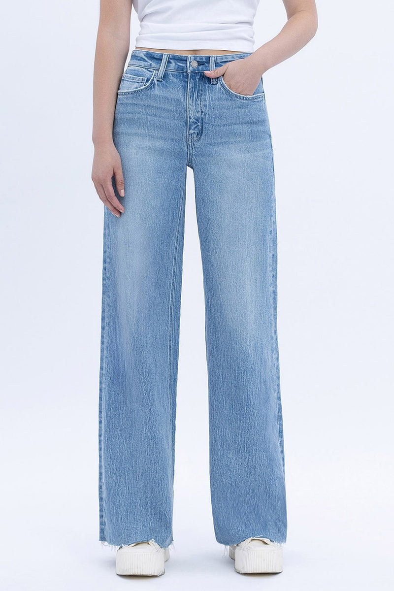 Vervet medium wash High Rise Wide Leg Denim | Ella G Boutique