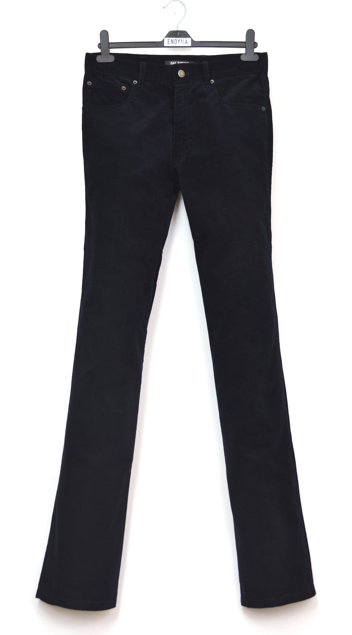 Raf Simons 2004 Dark Navy Corduroy Elongated Bootcut Jeans – ENDYMA