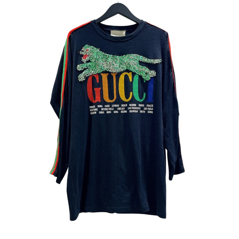 グッチ GUCCI スパンコール装飾ロゴプリント長袖Tシャツ 479477