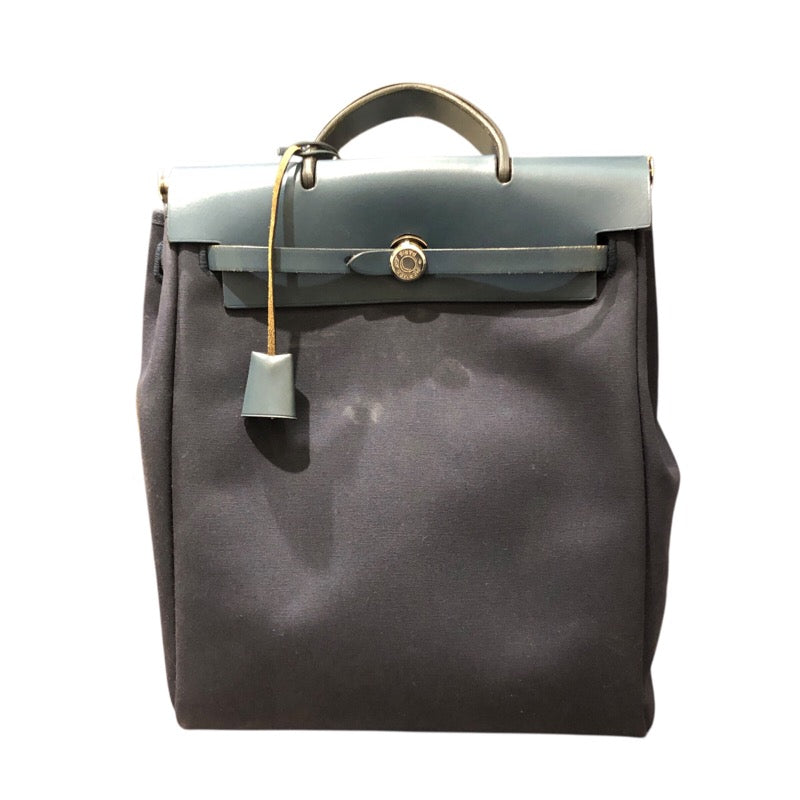 エルメス HERMES エールバッグ アドPM □E刻印 ネイビー/SV金具 トワル