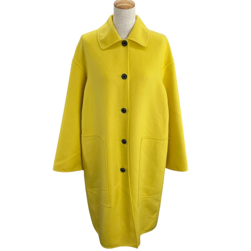 エルメス HERMES セリエボタンカシミヤロングコート イエロー カシミヤ