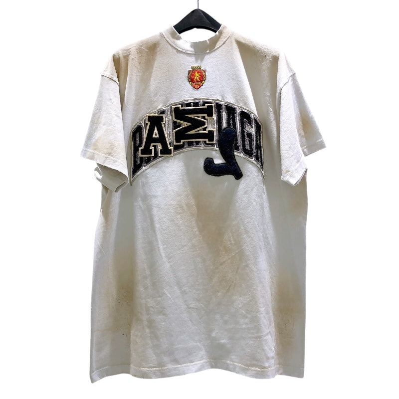 バレンシアガ BALENCIAGA クラッシュダスト加工ワッペン半袖Tシャツ