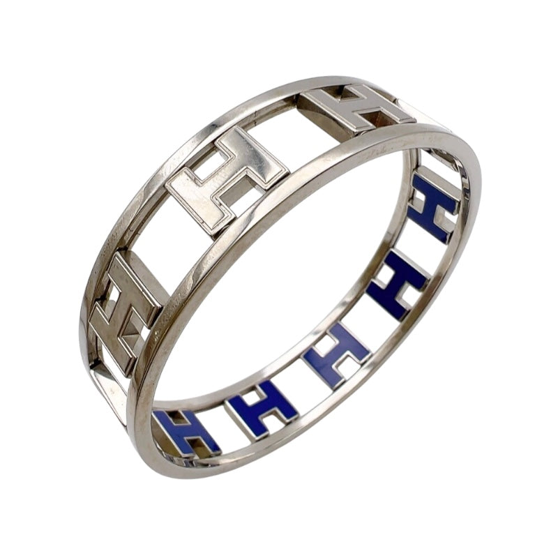 エルメス HERMES ロンドアッシュバングル シルバー/ブルー メタル