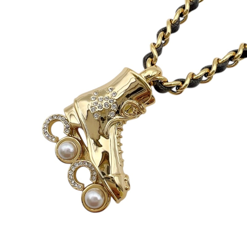 シャネル CHANEL ローラースケート ネックレス ゴールド/ブラック