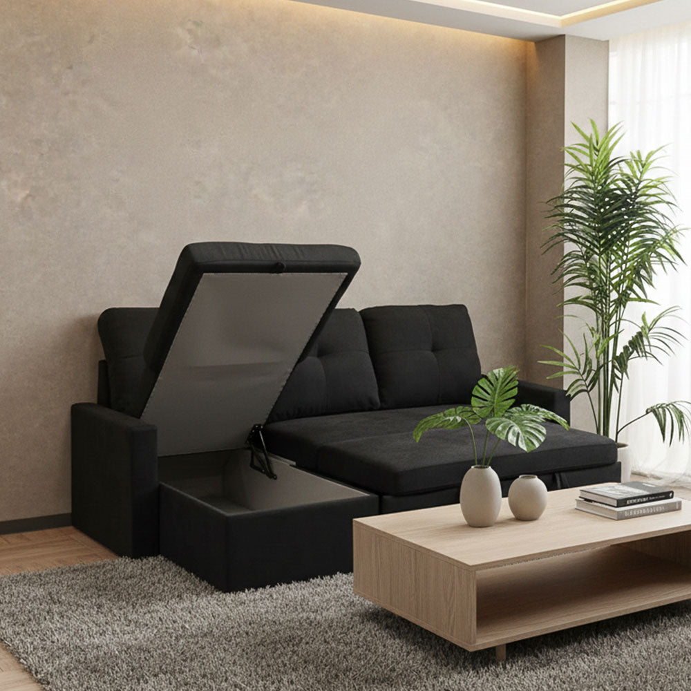収納付き カウチソファ 3人掛け 左右入れ替え対応 L字 ソファベッド
