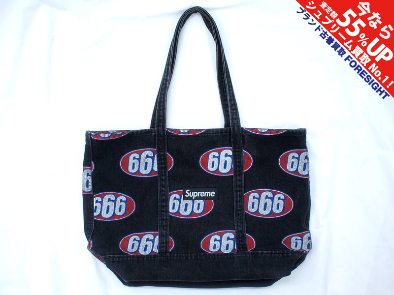 Supreme '666 Denim Tote'デニム トートバッグ Bag 黒 ブラック