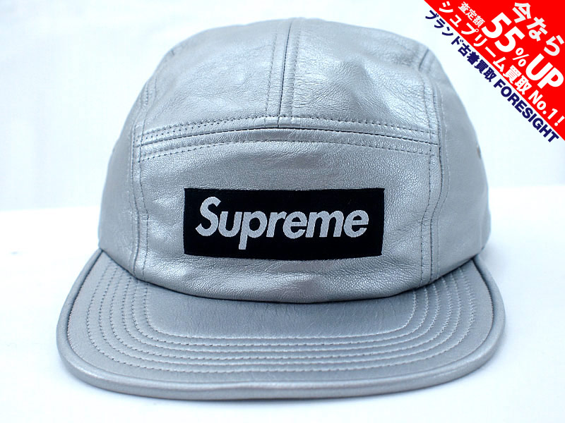 Supreme 'Leather Camp Cap'レザー キャンプキャップ シルバー