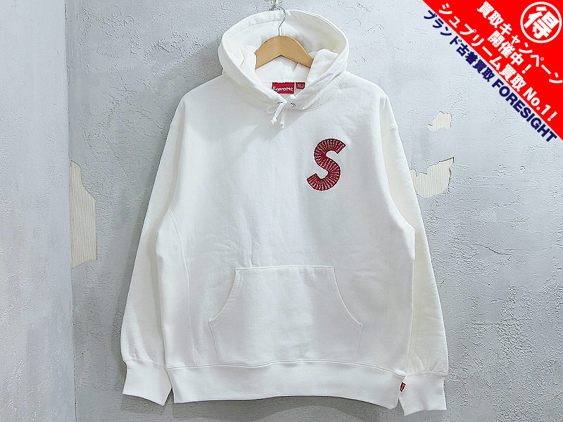 Supreme 'S Logo Hooded Sweatshirt'パーカー プルオーバー Sロゴ 白