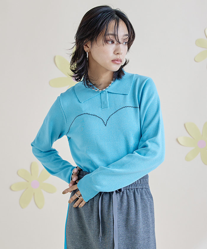 Miette Zigzag stitch polo knit