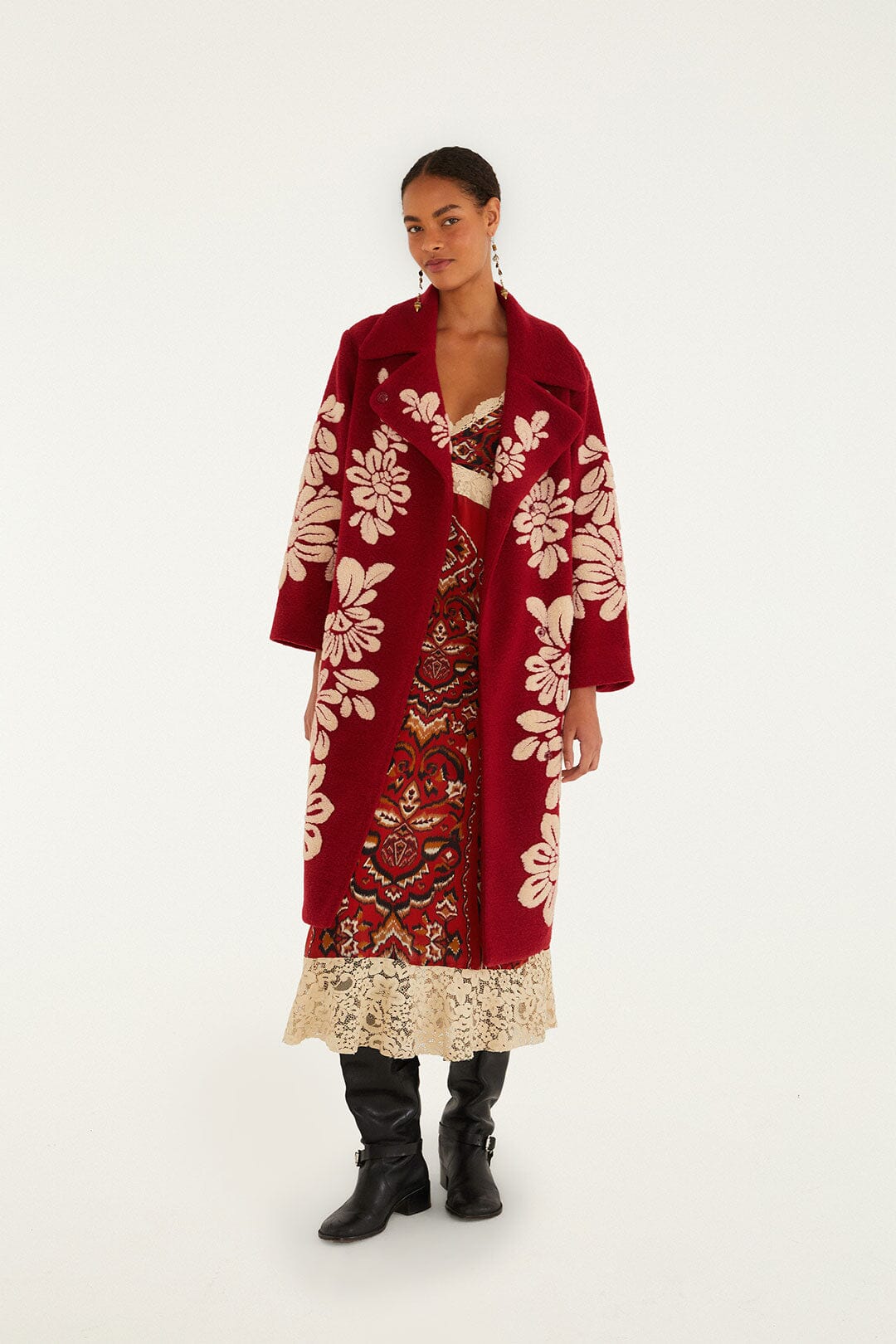 Burgundy Bold Flowers Fleece | FARM Rio
