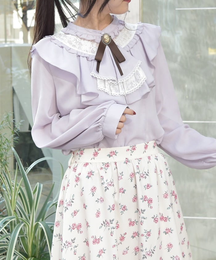 Frill Blouse with Jabot Brooch – axes femme from JAPAN