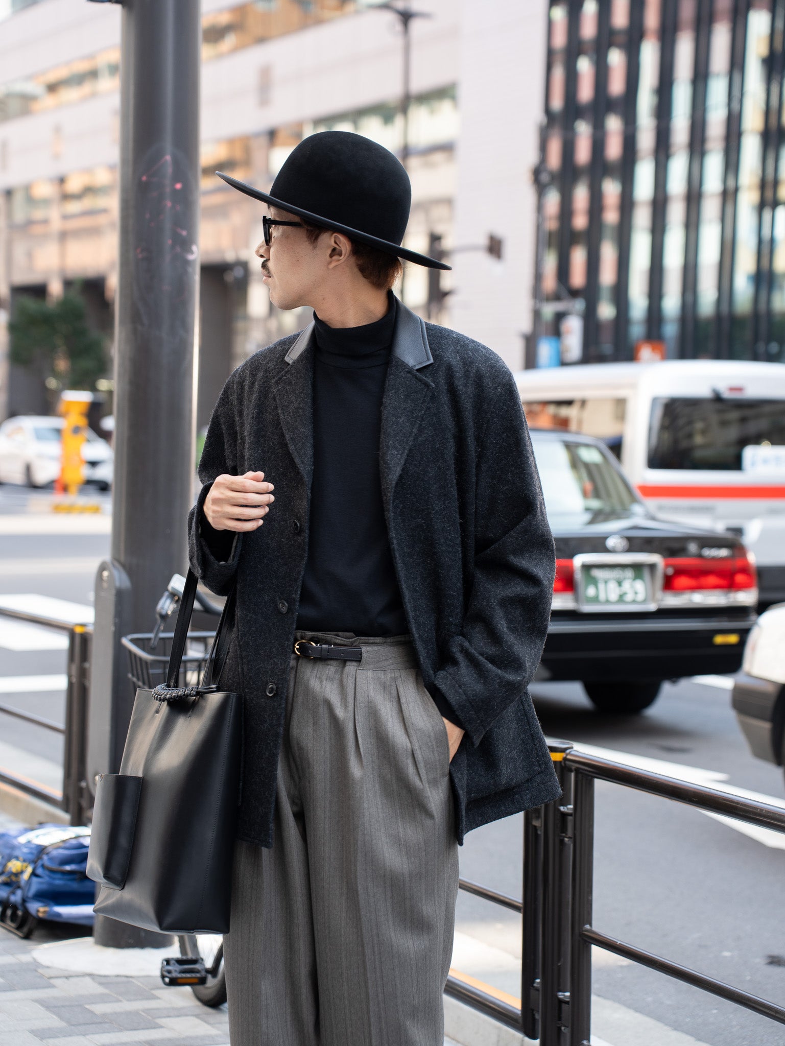 IRENISA / LEATHER-COLLAR JACKET -CHARCOAL GRAY- aIbn公式通販