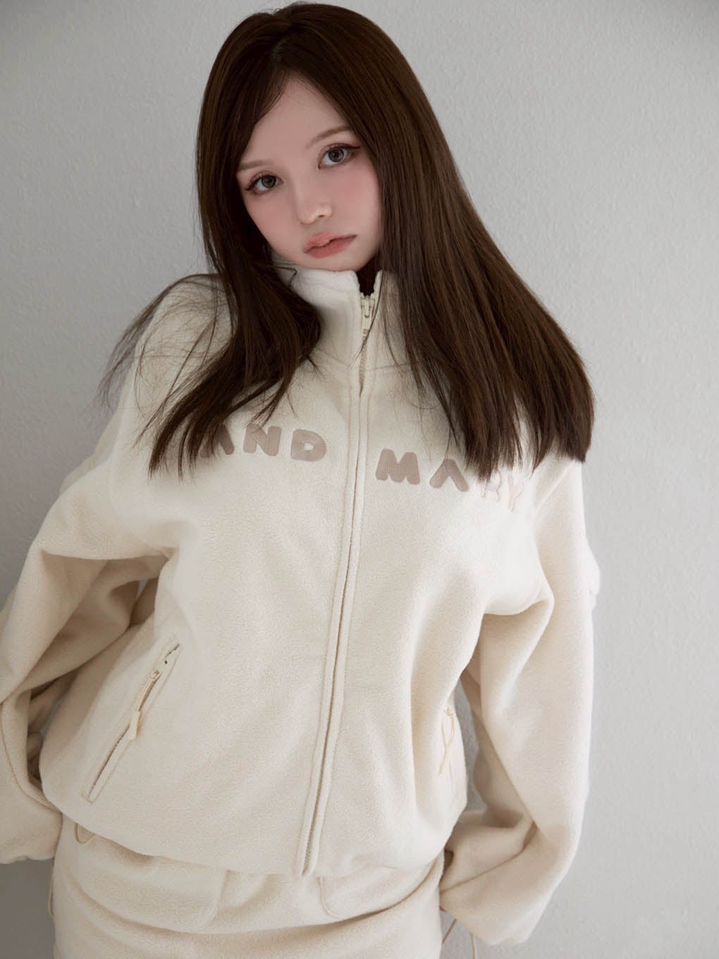 ANDMARY】Mary logo fleece jacket